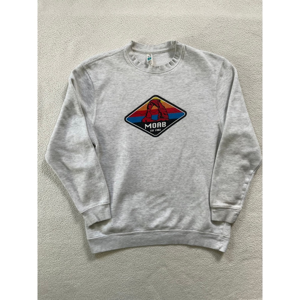 Sunset Moab Utah Arches‎ National Park Graphic Mens Medium Sweatshirt Gray Retro